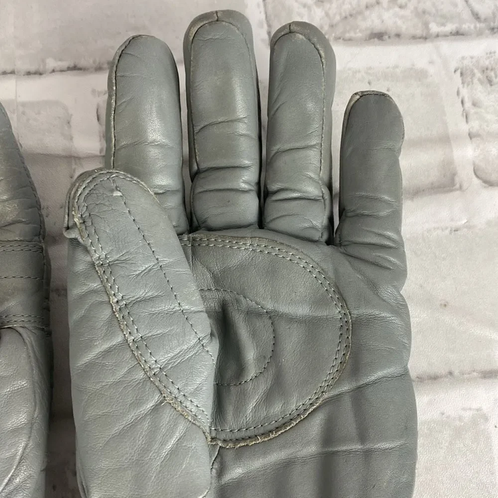 Vintage 80's Gray Leather Riding Gloves Size L E